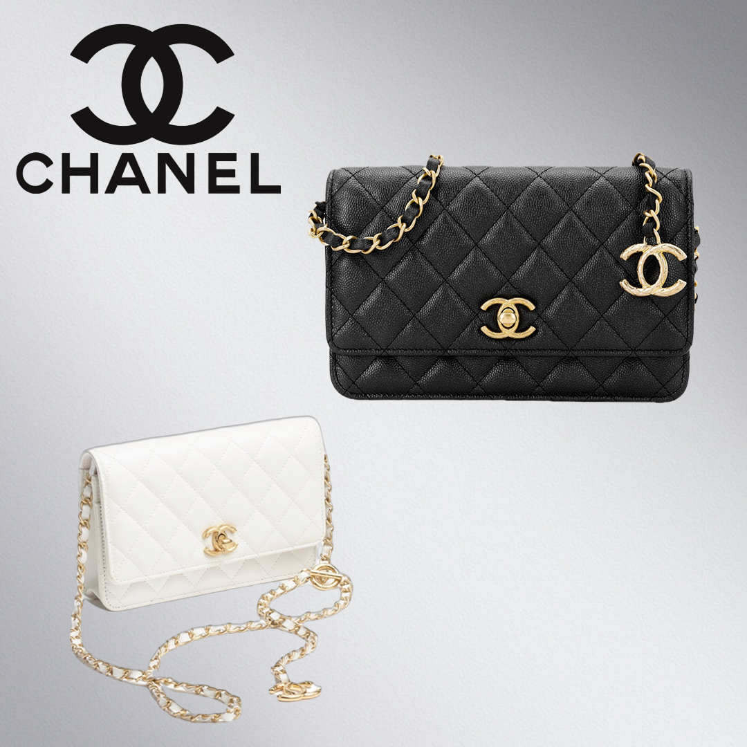 24SS CHANEL CC_キルティングロゴのチェーンウォレット