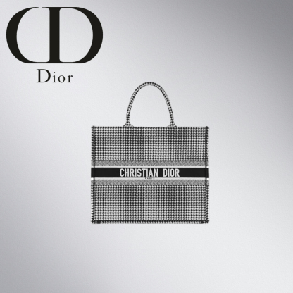 DIOR 直営店 名入れOK! BOOK TOTE ミディアム トート 千鳥格子