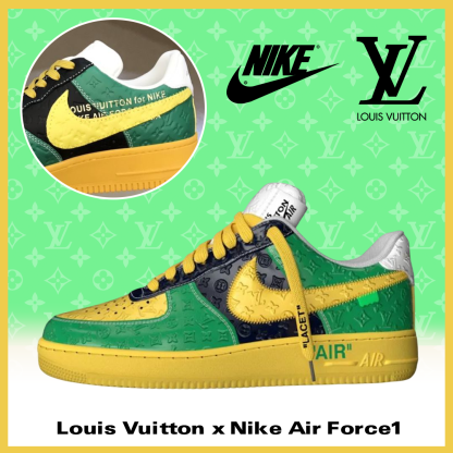 【新商品発売】【今年の新商品】Louis Vuitton Nike Air Force 1 Low By Virgil Abloh Black Metallic Silver【本物保証】【代金引換】