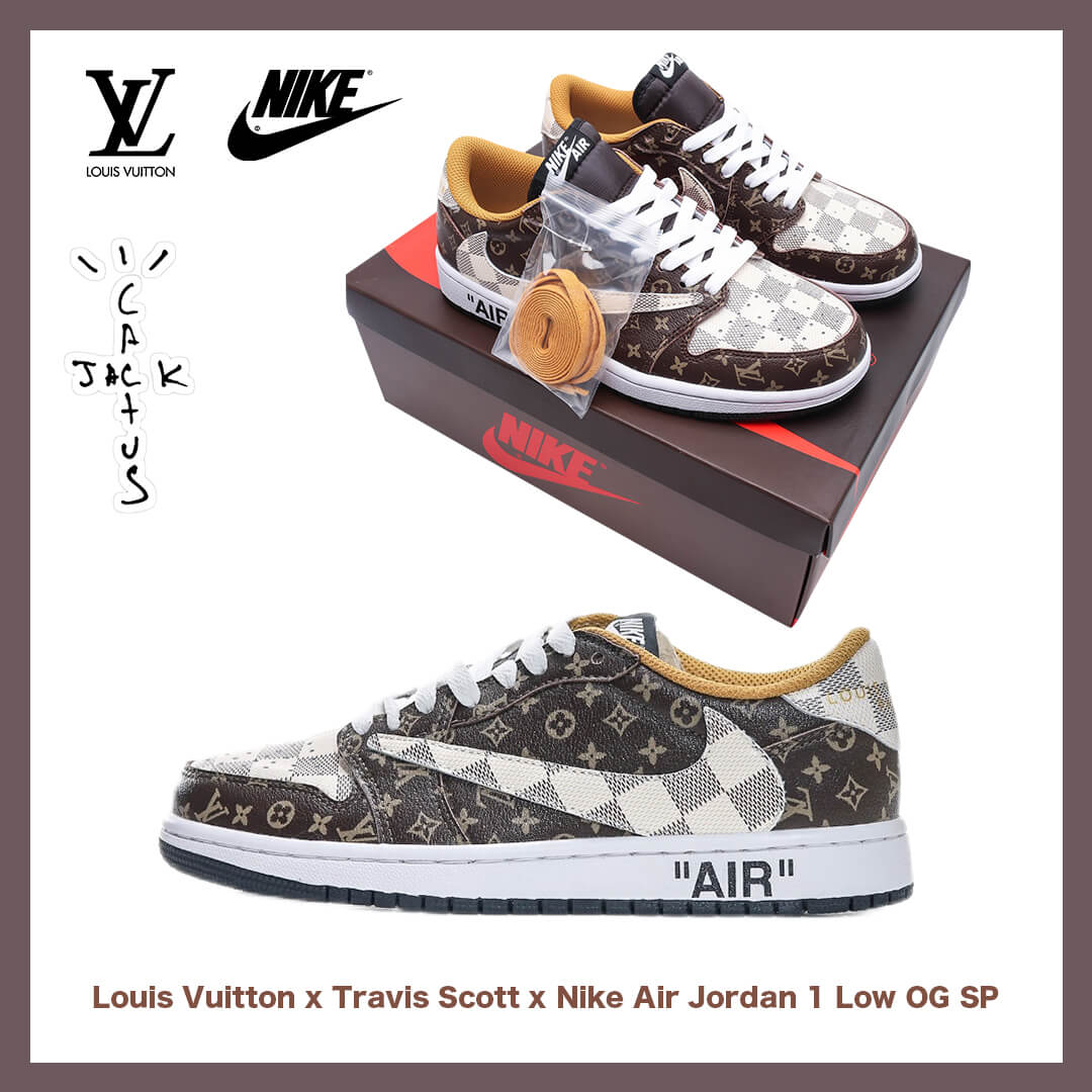 【日本未入荷】Louis Vuitton x Travis Scott x Nike Air Jordan 1 Low OG SP"Damier Azur/LV Monogram"【正規品】[代金引換]