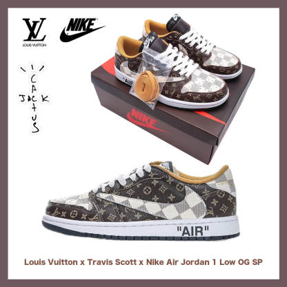 【日本未入荷】Louis Vuitton x Travis Scott x Nike Air Jordan 1 Low OG SP"Damier Azur/LV Monogram"【正規品】[代金引換]