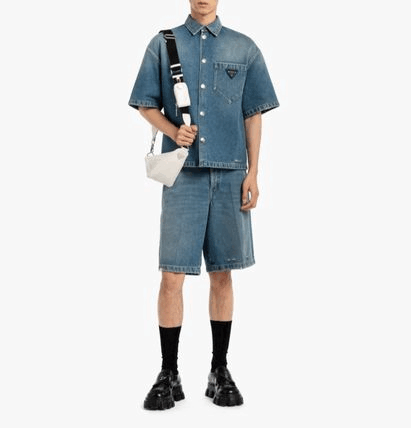 Prada☆Leather Prada Triangle shoulder bagユニセックス☆送込