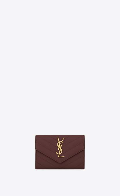 小文字のロゴグレインエンボスレザー封筒ウォレット