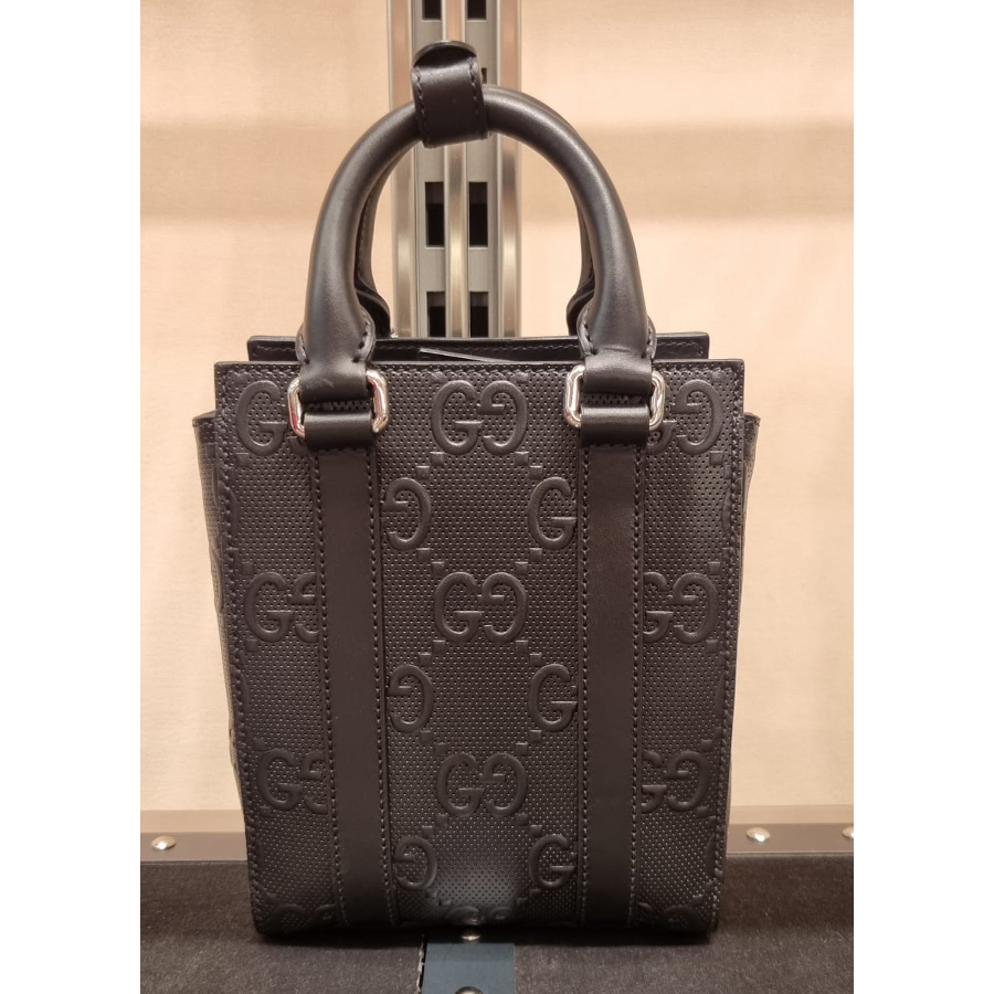 【セール】グッチ☆GGエンボス レザー ミニ トートバッグ 696010