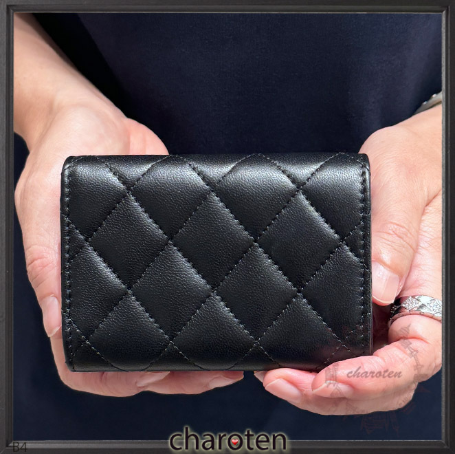 【追跡付】パール＆黒ストーンCC♡最小サイズ♪ミニ財布