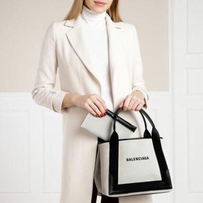 新作★Balenciaga★NAVY ロゴ SMALL CABAS トートバッグ (S)
