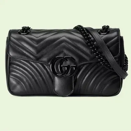《注目★》Gucci GGマーモント スモールショルダーバッグ 黒／黒