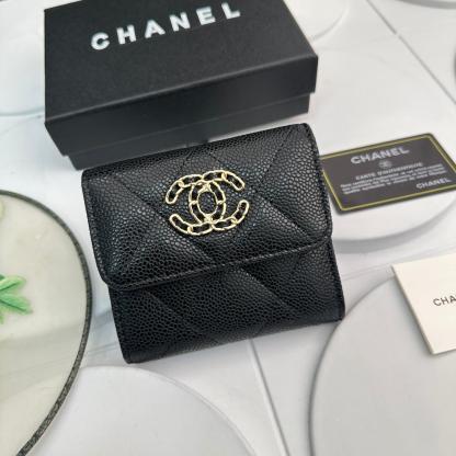 (シャネル)AP1064フラップ ウォレット財布☆ブラック