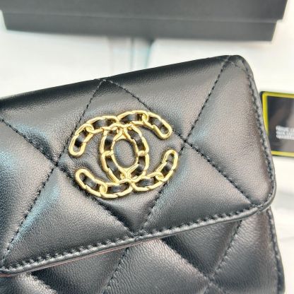 (シャネル)AP1064フラップ ウォレット財布☆ブラック