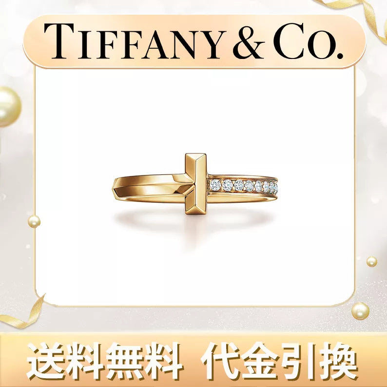 【tiffany】人気♪ T ワン リング，にダイヤモンドをセッティング、2.5mm