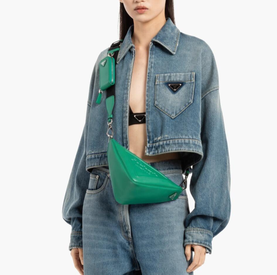 Prada☆Leather Prada Triangle shoulder bagユニセックス☆送込