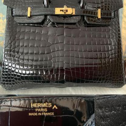 HERMES バーキン25 ポロサス クロコダイル ニロティカス 黒G金具