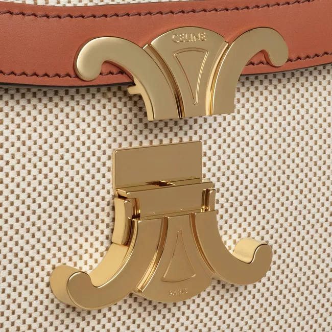 【Celine】ミディアム トリオンフ バッグ / テキスタイル＆ナチュラルカーフスキン