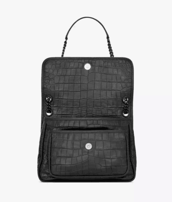 NIKIミディアムソフトクロコダイルエンボスレザーハンドバッグ