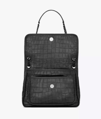 NIKIミディアムソフトクロコダイルエンボスレザーハンドバッグ