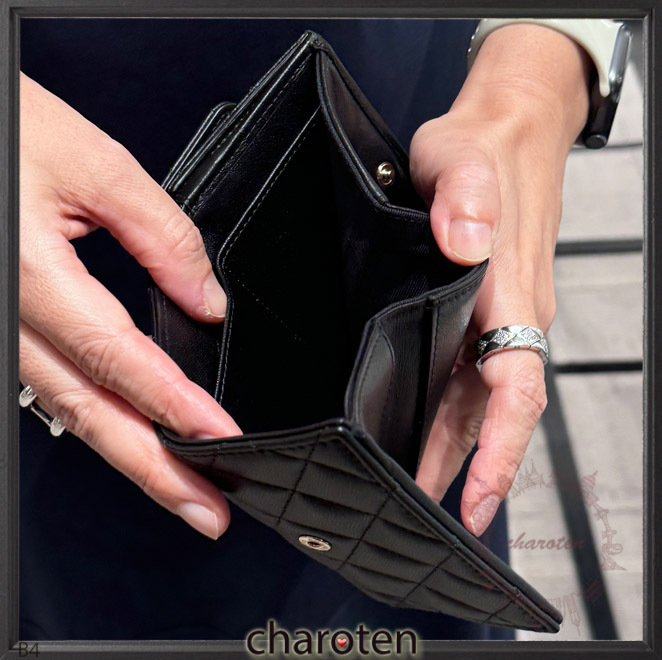 【追跡付】パール＆黒ストーンCC♡最小サイズ♪ミニ財布