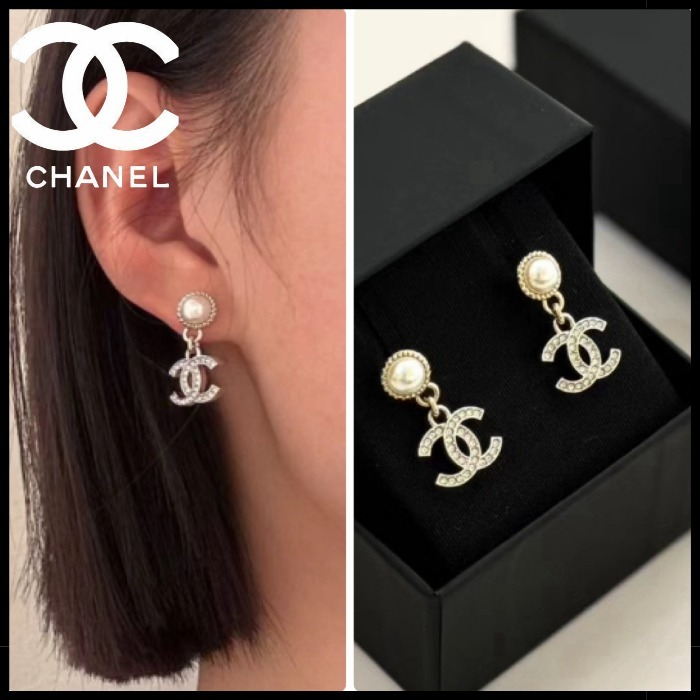 24K◆揺れるCC×パールがかわいい◆CHANEL ピアス