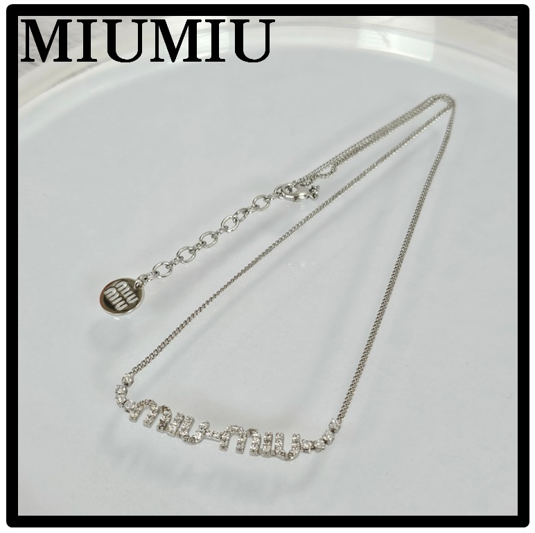 ☆関税込☆MIUMIU★クリスタルメタルネックレス★