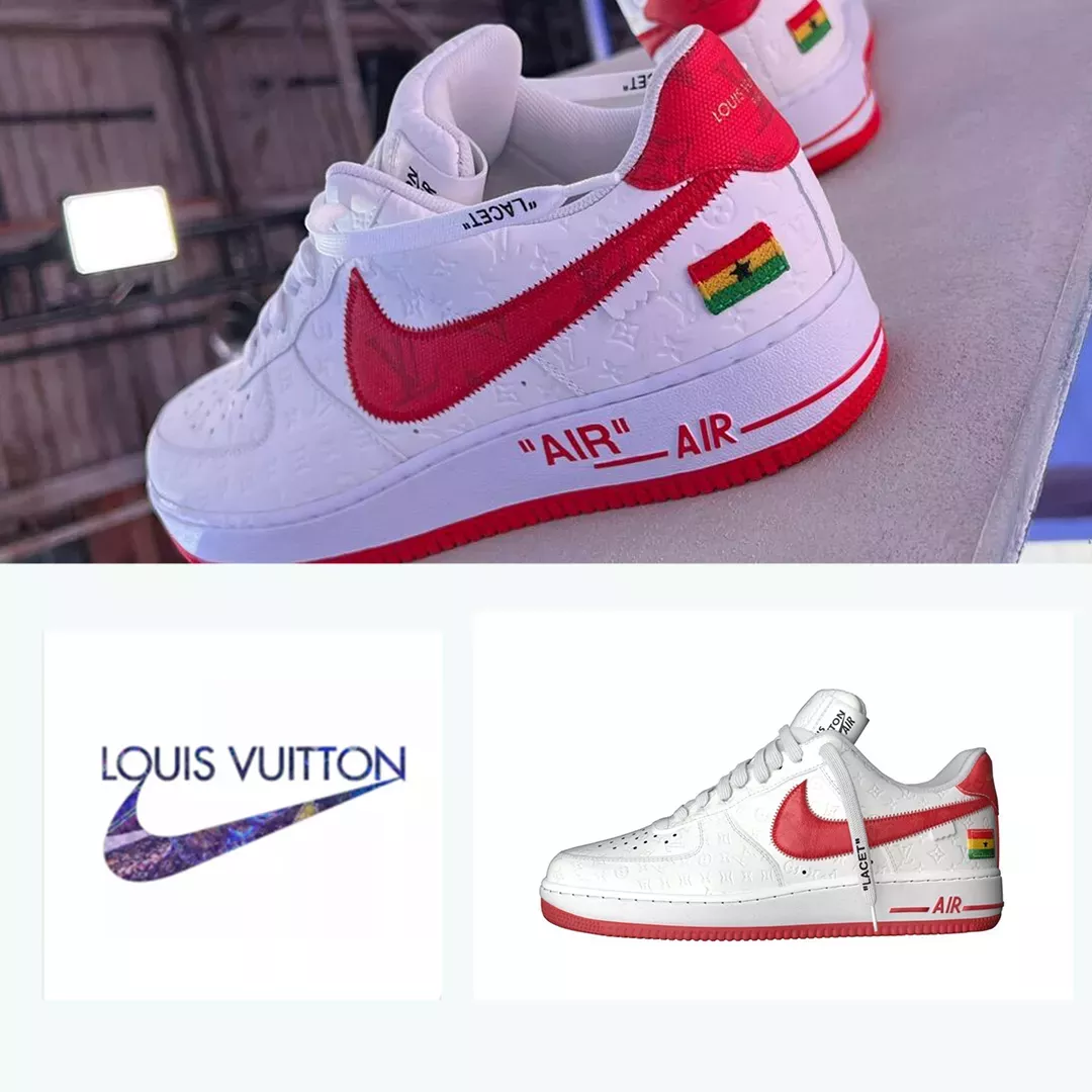 【新商品発売】【今年の新商品】LOUIS VUITTONXナイキエアフォース1レッド【本物保証】【代金引換】