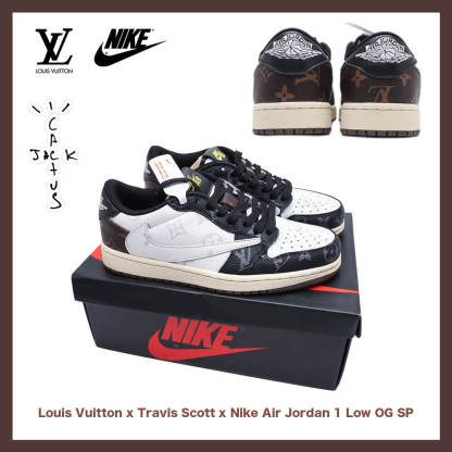 【日本未入荷】Louis Vuitton x Travis Scott x Nike Air Jordan 1 Low OG SP"Damier Azur/LV Monogram"【正規品】[代金引換]