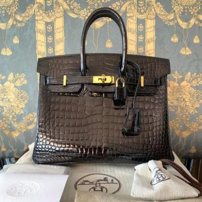 HERMES バーキン25 ポロサス クロコダイル ニロティカス 黒G金具