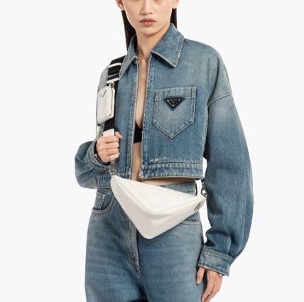 Prada☆Leather Prada Triangle shoulder bagユニセックス☆送込