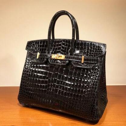 HERMES バーキン25 ポロサス クロコダイル ニロティカス 黒G金具