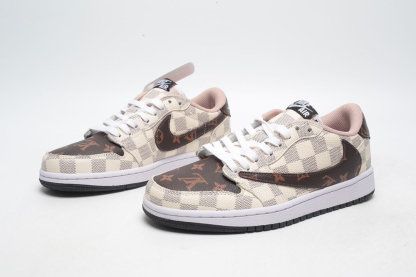 【日本未入荷】Louis Vuitton x Travis Scott x Nike Air Jordan 1 Low OG SP"Damier Azur/LV Monogram"【正規品】[代金引換]