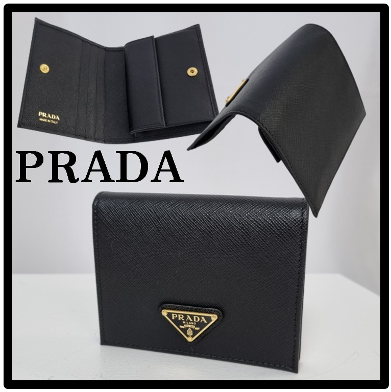 ★関税込★PRADA★SAFFIANO Triangle Logo★折りたたみ財布★