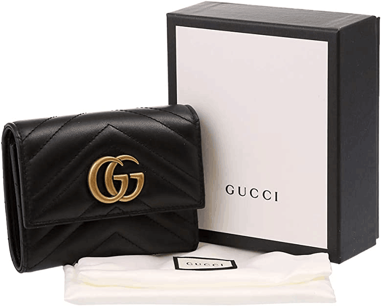 グッチ GUCCI 財布 三つ折り財布 474802 DTD1T ブラック 特別送料無料 GG マーモント シェブロン キルティング レザー コンパクト ウォレット レディース ブランド 通販 2021AW
