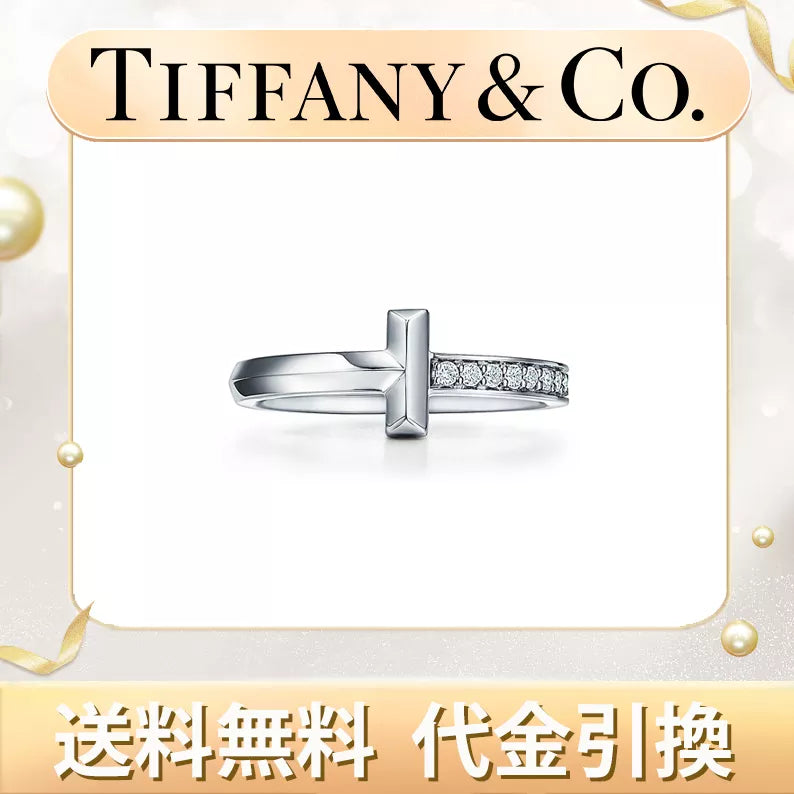 【tiffany】人気♪ T ワン リング，にダイヤモンドをセッティング、2.5mm