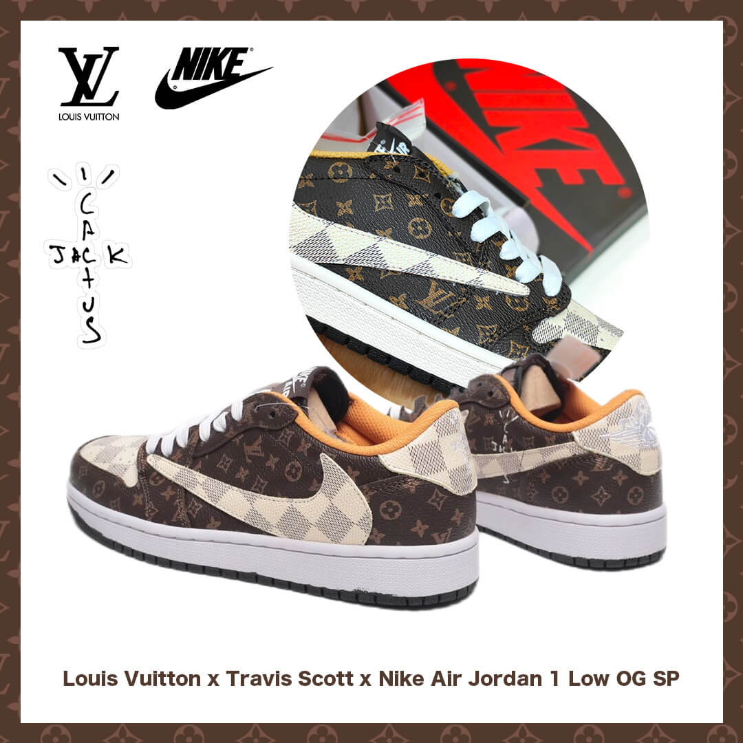 【日本未入荷】Louis Vuitton x Travis Scott x Nike Air Jordan 1 Low OG SP"Damier Azur/LV Monogram"【正規品】[代金引換]