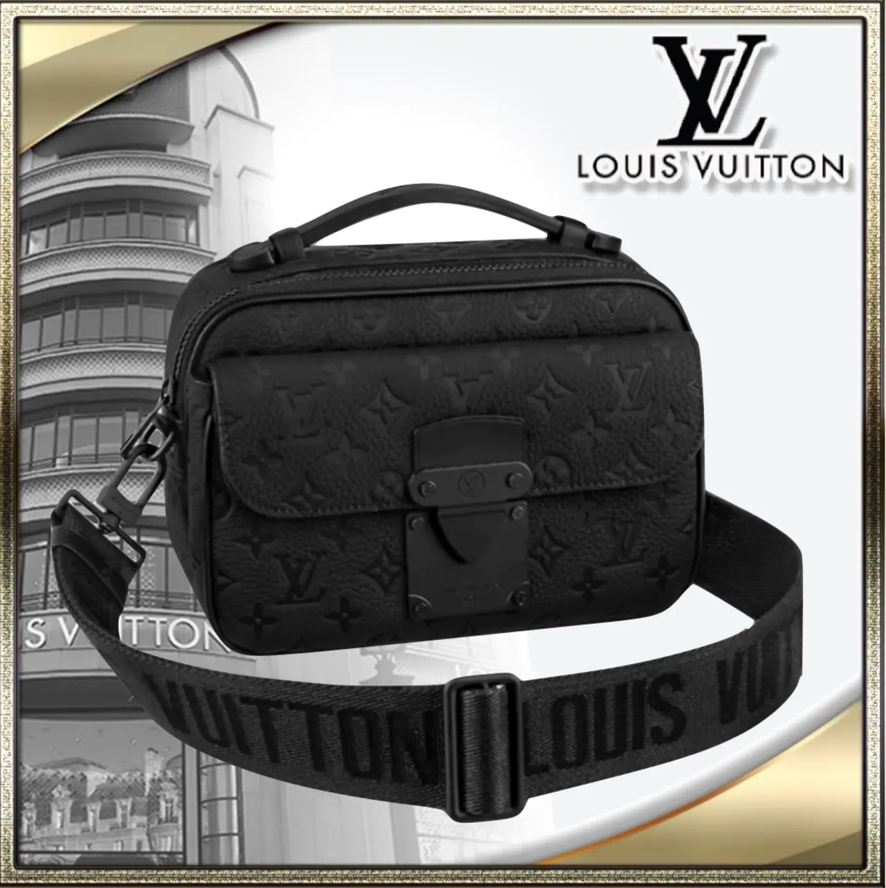 新作 LOUIS VUITTON 直営店 メッセンジャー モノグラム 黒 M58489