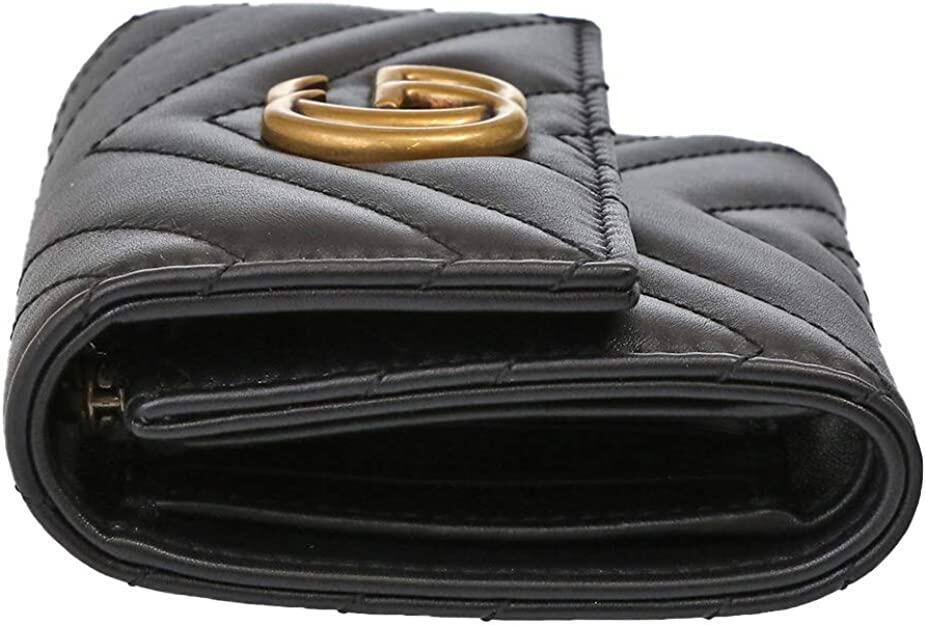 グッチ GUCCI 財布 三つ折り財布 474802 DTD1T ブラック 特別送料無料 GG マーモント シェブロン キルティング レザー コンパクト ウォレット レディース ブランド 通販 2021AW