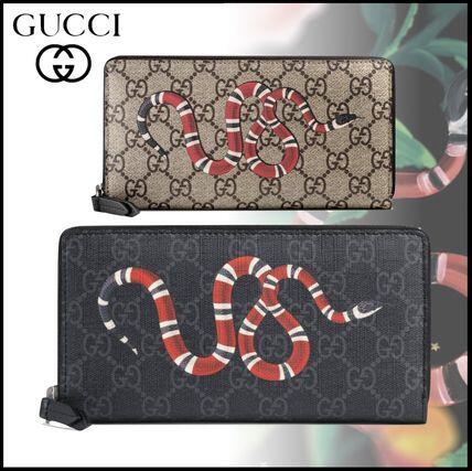 スネーク プリント GGスプリーム キャンバス ジップアラウンドウォレット