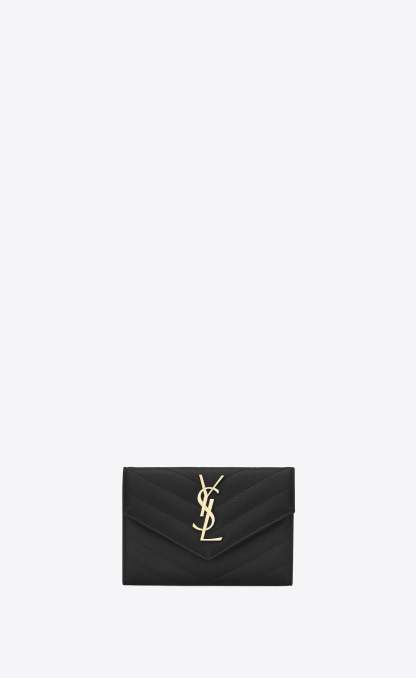 小文字のロゴグレインエンボスレザー封筒ウォレット