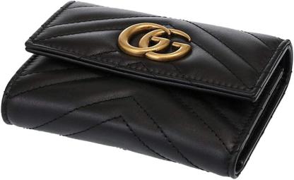 グッチ GUCCI 財布 三つ折り財布 474802 DTD1T ブラック 特別送料無料 GG マーモント シェブロン キルティング レザー コンパクト ウォレット レディース ブランド 通販 2021AW