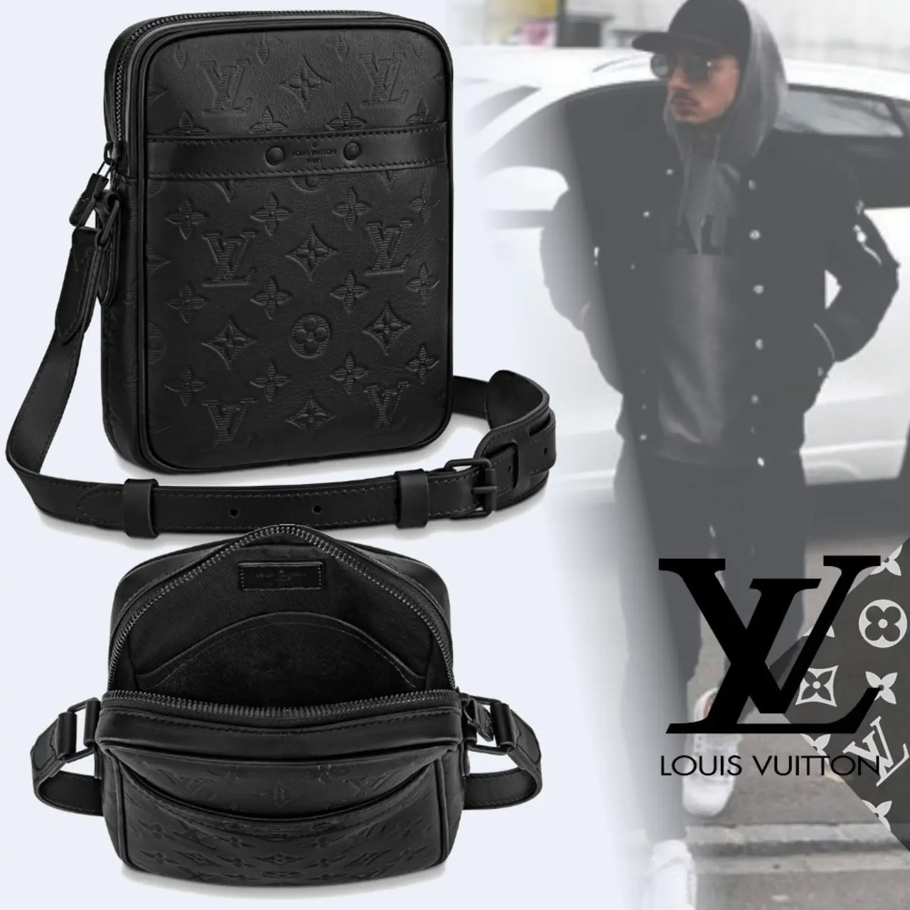 【ルイヴィトン】NEW!シャドーブラック☆スリムバッグDANUBE