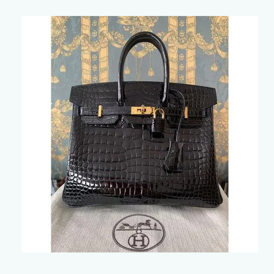 HERMES バーキン25 ポロサス クロコダイル ニロティカス 黒G金具