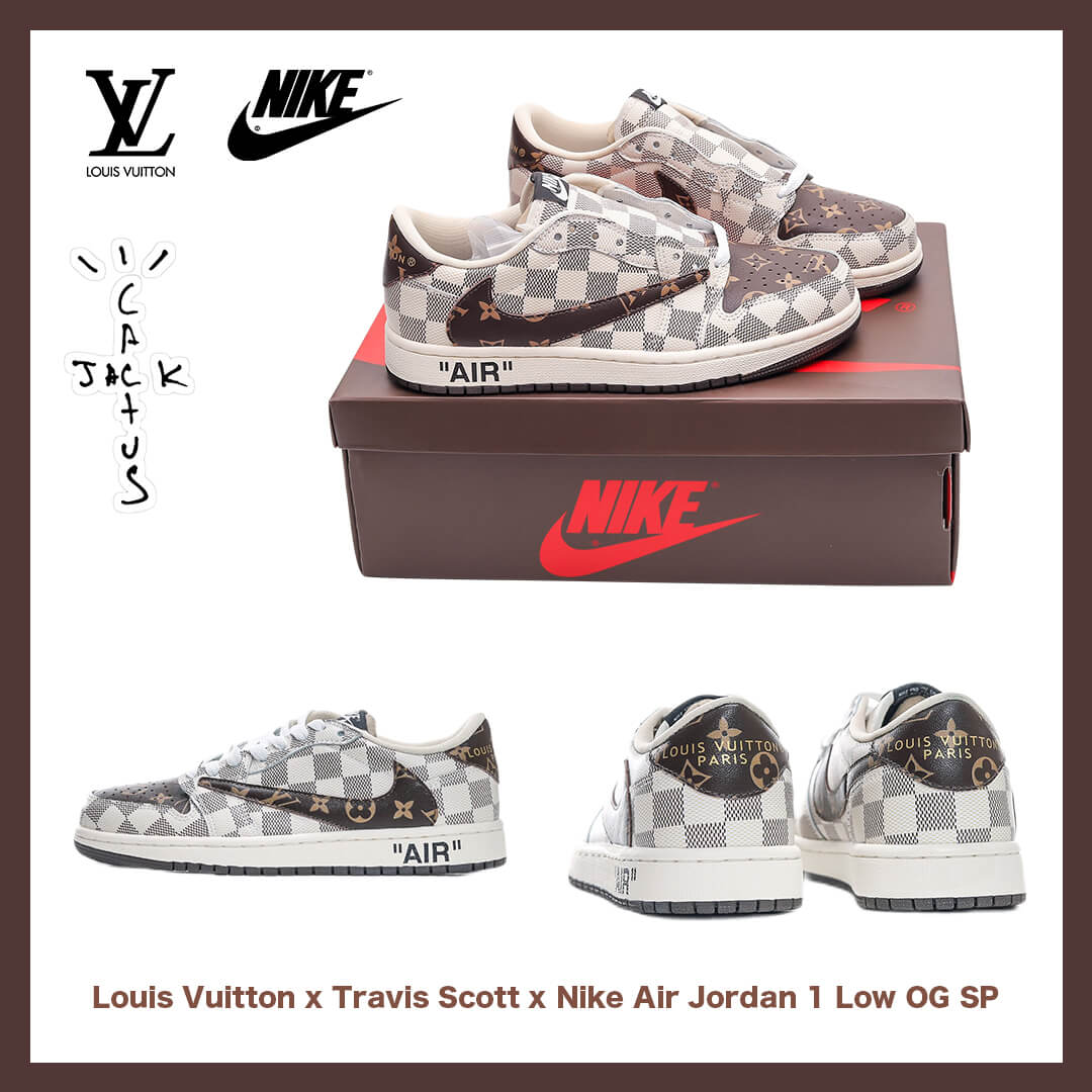 【日本未入荷】Louis Vuitton x Travis Scott x Nike Air Jordan 1 Low OG SP"Damier Azur/LV Monogram"【正規品】[代金引換]