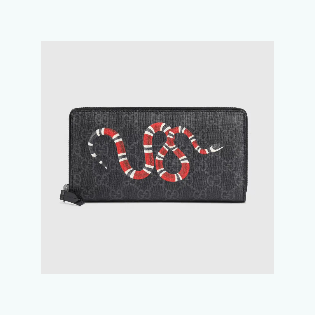 スネーク プリント GGスプリーム キャンバス ジップアラウンドウォレット