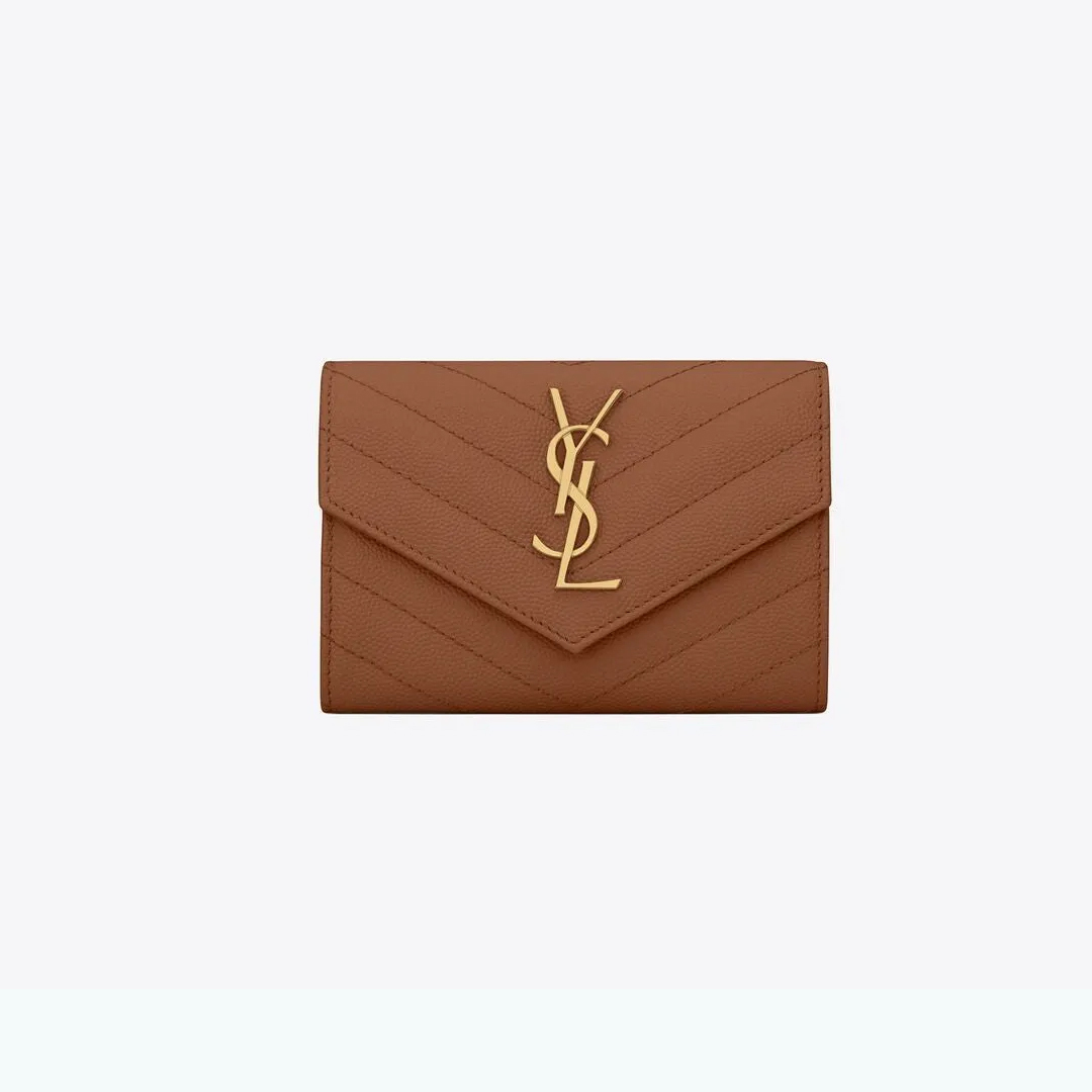 小文字のロゴグレインエンボスレザー封筒ウォレット