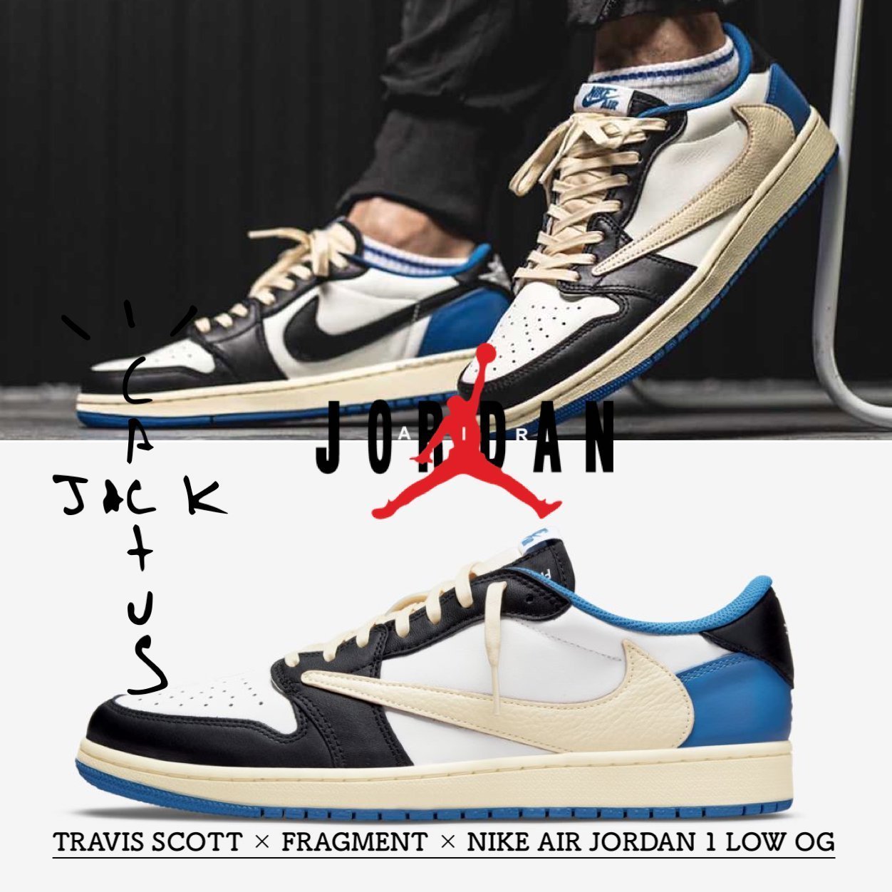 【海外スタッフより直送・正規品保証！日本未発売モデル】Travis Scott x fragment Design x Air Jordan 1 Low DM7866-140【送料無料 代金引換】