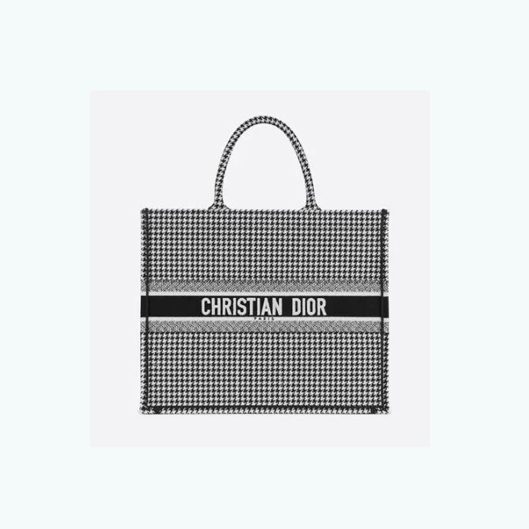 DIOR 直営店 名入れOK! BOOK TOTE ミディアム トート 千鳥格子