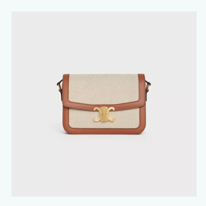 【Celine】ミディアム トリオンフ バッグ / テキスタイル＆ナチュラルカーフスキン