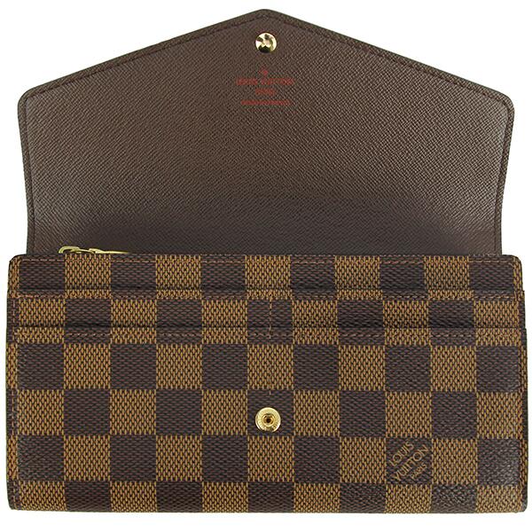 ルイヴィトン ポルトフォイユ サラ 二つ折り長財布 ダミエ レザー ブラウン ロングフラップウォレット 定番 人気 財布