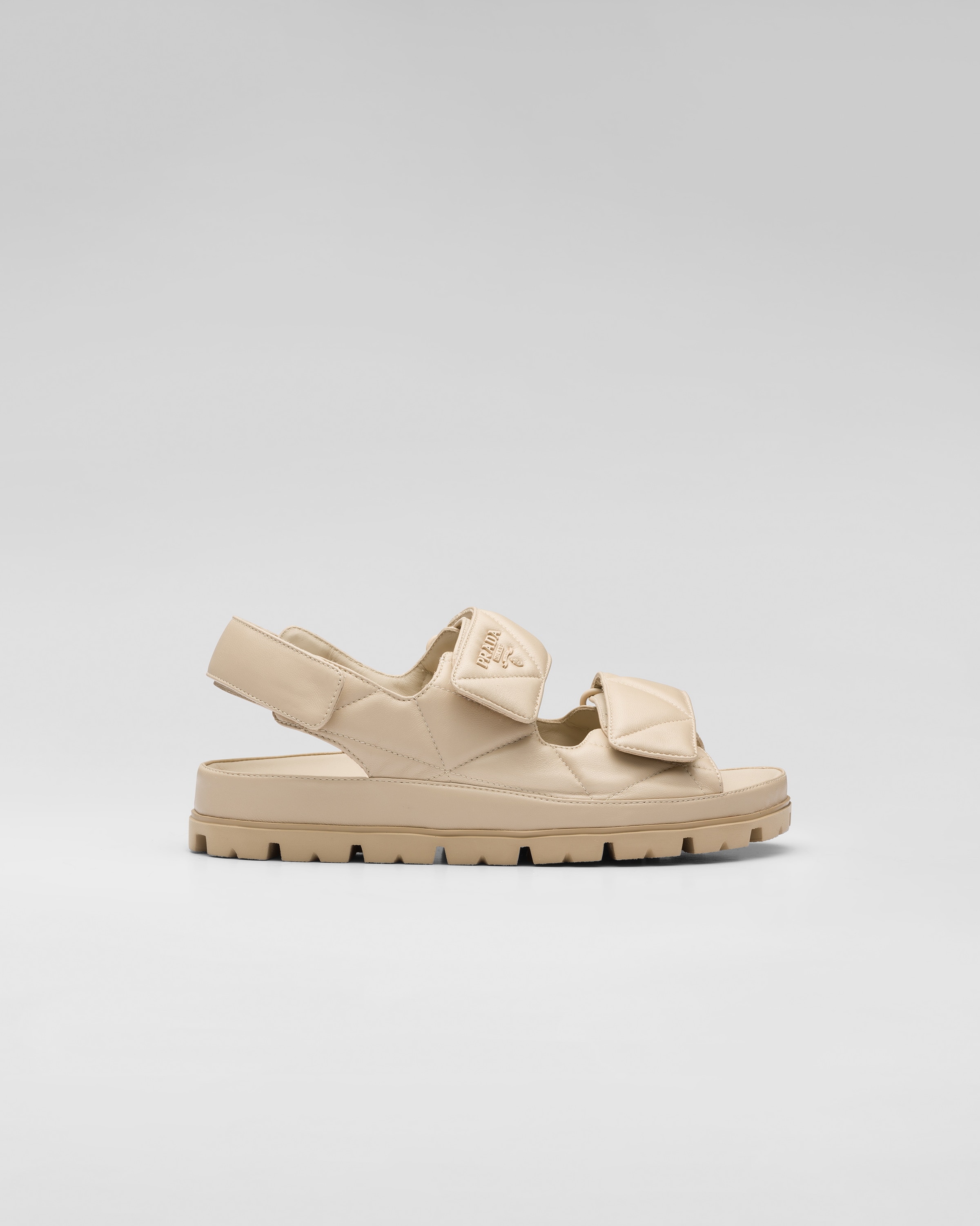 □PRADA□プラダ ロゴ ナッパ レザー サンダル キルティング 靴