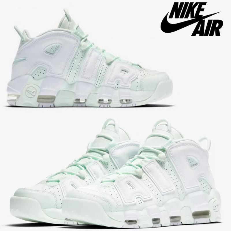 ナイキエアモアアップテンポ「バーリーグリーン」 ミントグリーン