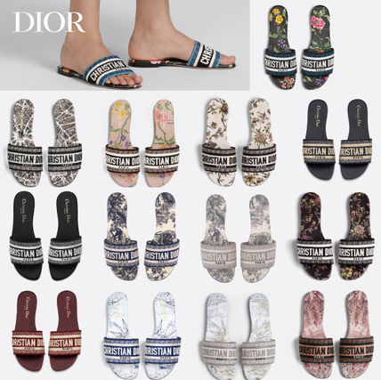 【DIOR】ディオール DWAY コットン 刺繍サンダル