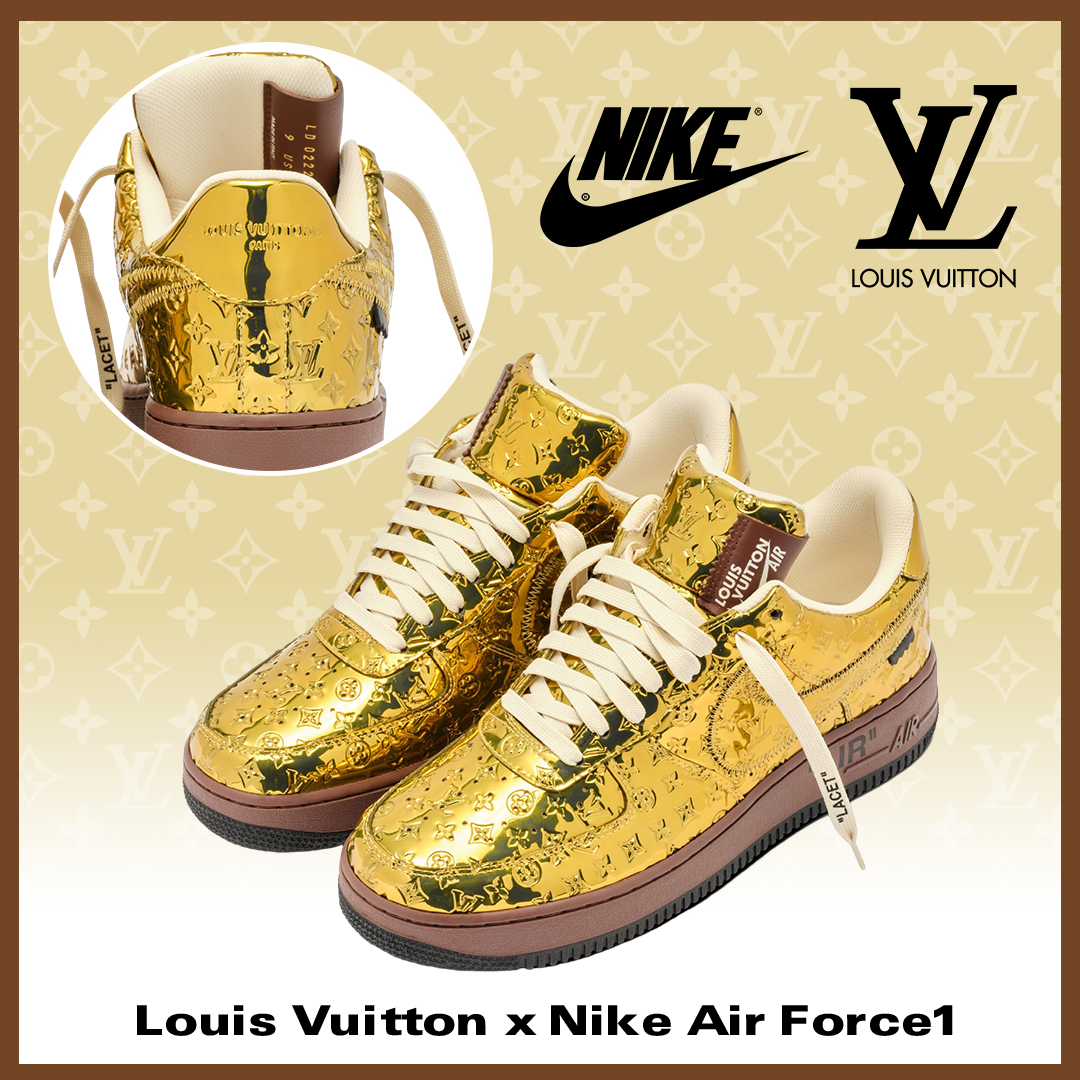 【新商品発売】【今年の新商品】Louis Vuitton Nike Air Force 1 Low By Virgil Abloh Black Metallic Silver【本物保証】【代金引換】